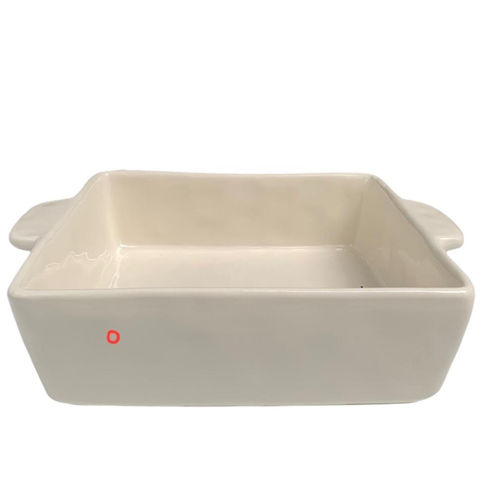 Rae Dunn MORE PLEASE Casserole Baking Dish White Black Large Letters Dimples NWT - Picture 7 of 12